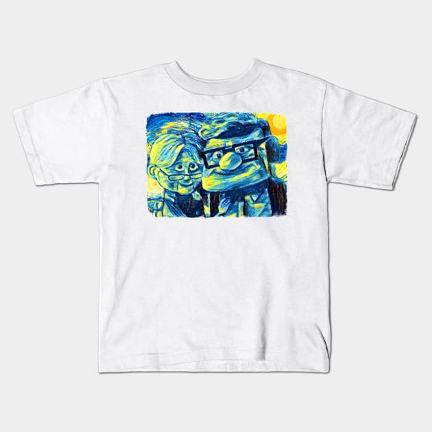 UP Carl Couple Van Gogh Style Kids T-Shirt by todos